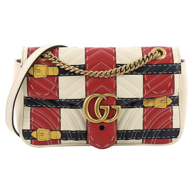 Gucci GG Marmont Flap Bag Trompe L'Oeil Matelasse Leather Small