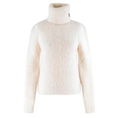 Saint Laurent cream roll-neck textured sweater US 6