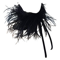 French Black Marabou Feather Collar or Head Band