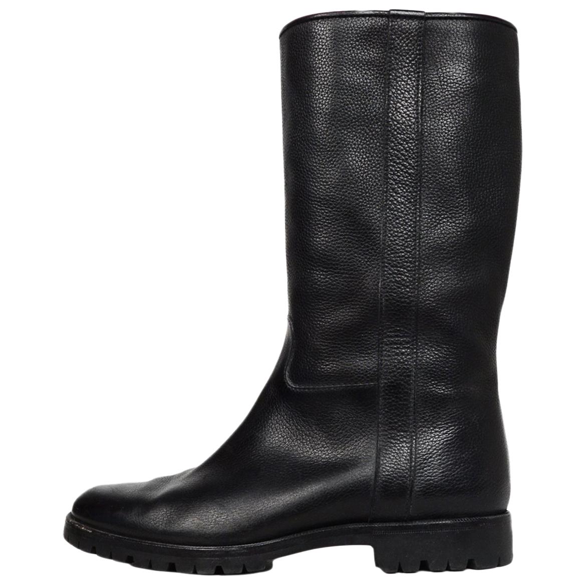 Gravati Black Leather Mid Calf Boots Sz 7.5 For Sale at 1stDibs