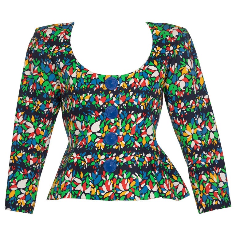 Yves Saint Laurent Floral Peplum Jacket Top, 1990s For Sale at 1stDibs