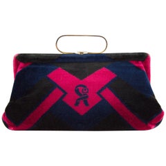 1970s Roberta Di Camerino Navy and Red Velvet Handbag