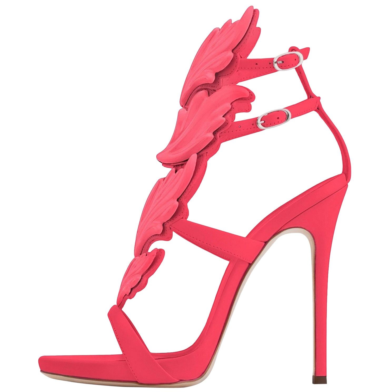 Giuseppe Zanotti NEW Coral Pink Leather Metal Evening Sandals Heels in Box