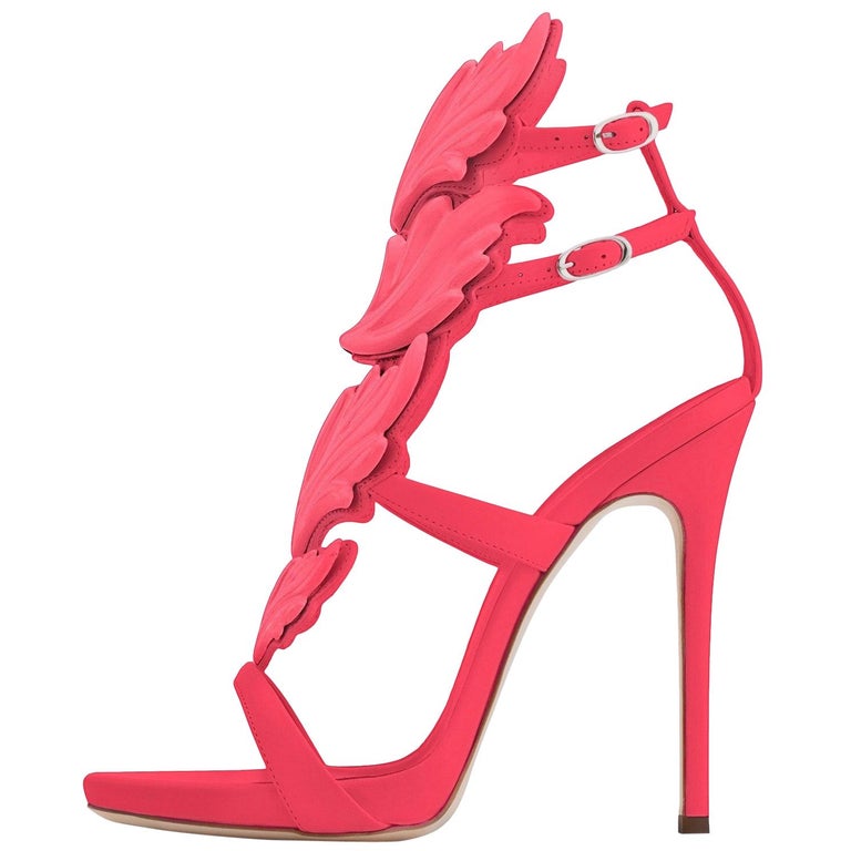 Giuseppe Zanotti NEW Coral Pink Leather Metal Evening Sandals Heels in ...