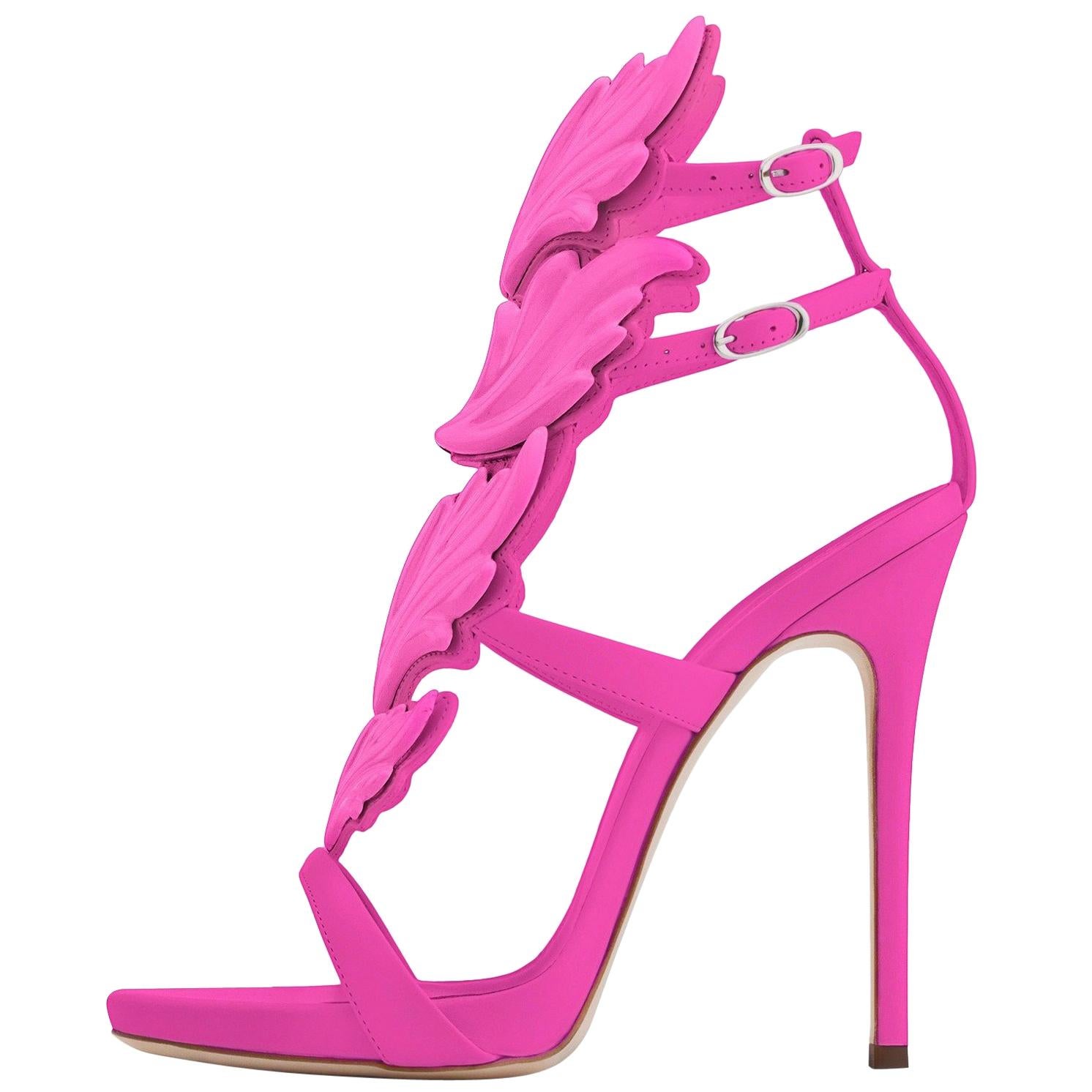 Giuseppe Zanotti NEW Fuchsia Pink Leather Metal Evening Sandals Heels in Box
