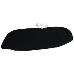 Chanel Black Velvet Gold Acrylic Kiss Lock Envelope Evening Clutch Bag