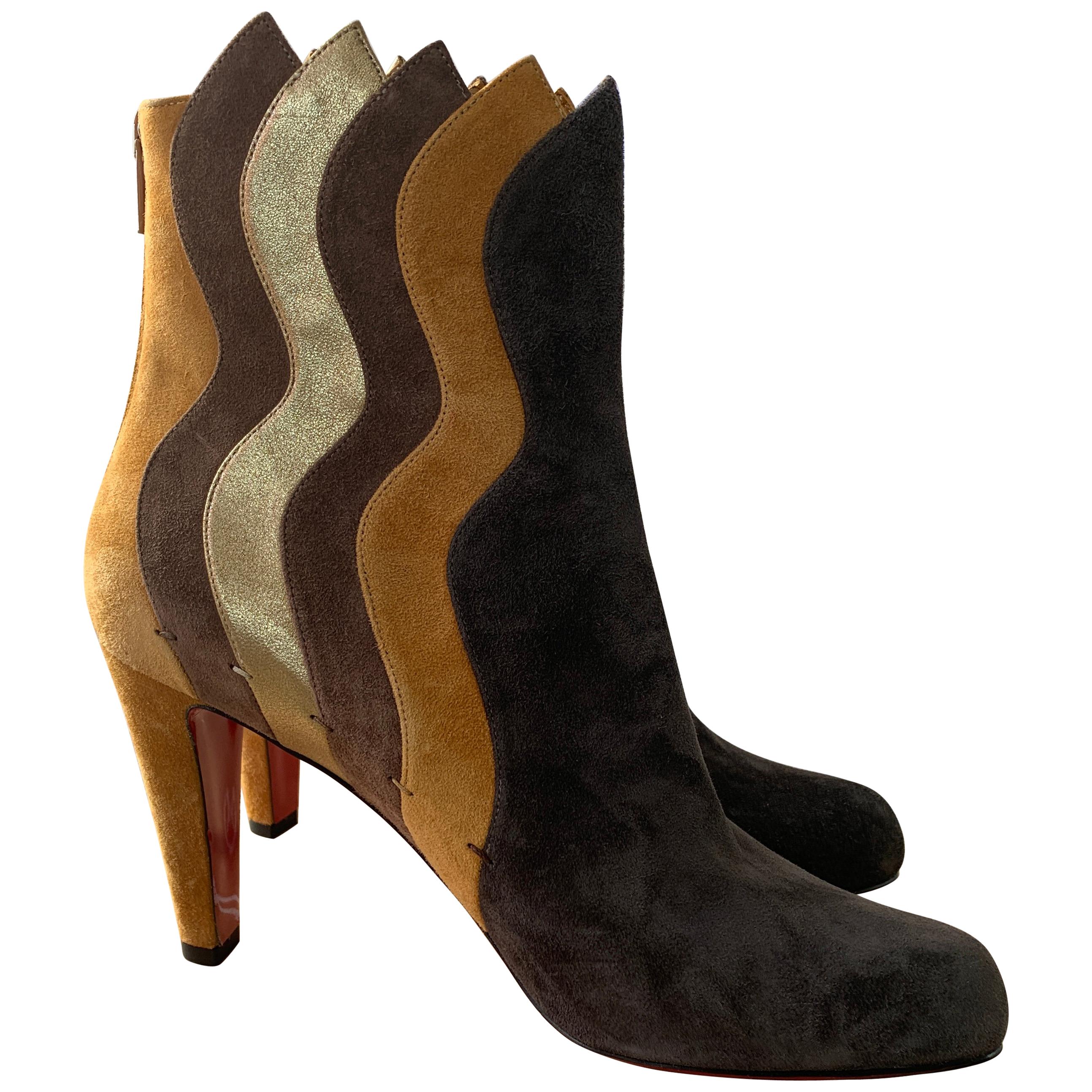 Christian Louboutin Brown Suede Boots 