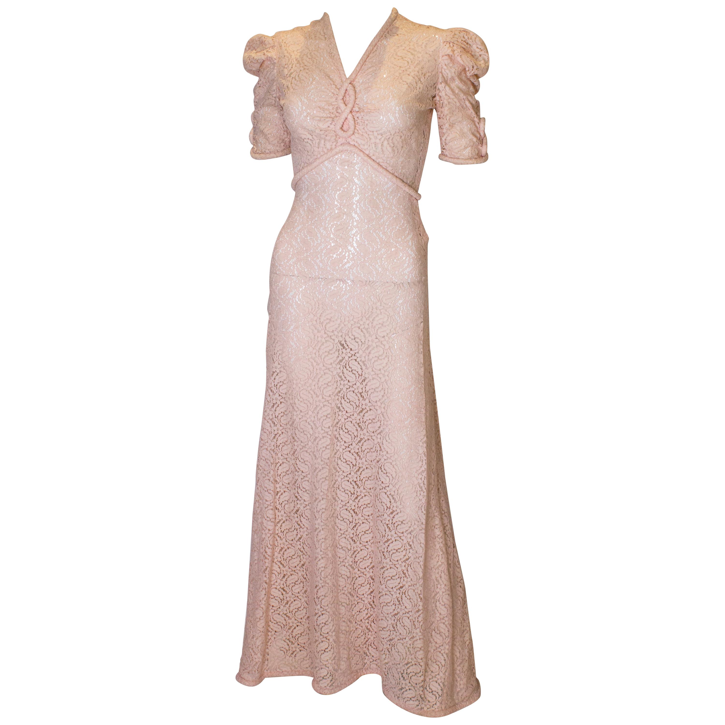 Vintage Pink Lace Gown