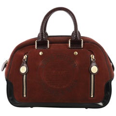 Louis Vuitton Havane Stamped Trunk Bowler Bag Suede GM