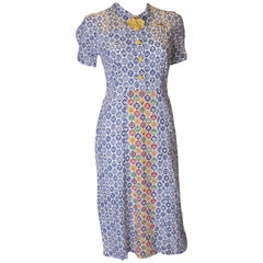 Vintage 1940s CC41 Dress with Contrasting Panels