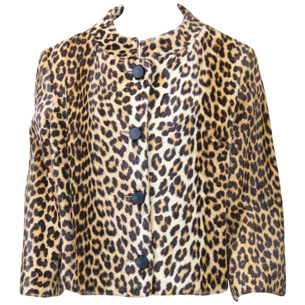 1960s Faux Leopard Cropped Jacket