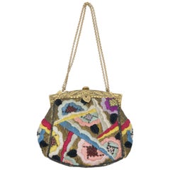 Vintage Art Deco Tapestry Evening Bag, France