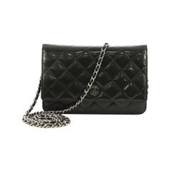 Chanel Wallet on Chain Quilted Striated Metallic Patent