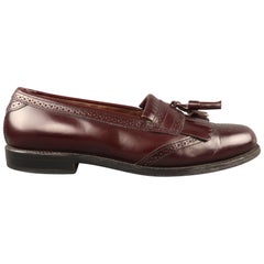 ALLEN EDMONDS Size 9.5 Burgundy Brogue Leather Eyelash Tassel BRIDGETON Loafers