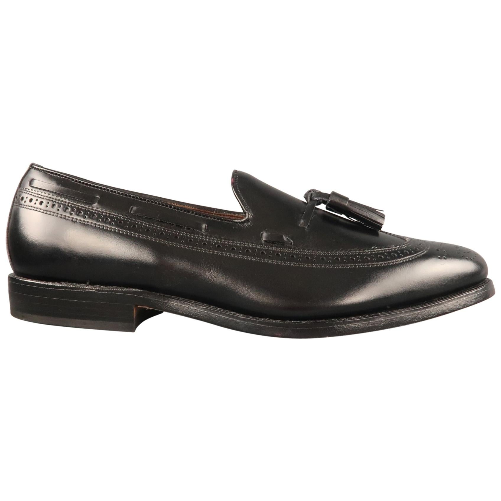 ALLEN EDMONDS Size 9.5 Manchester Black Wingtip Leather Tassel Loafers ...