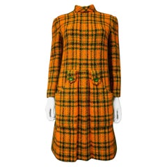 Vintage A Jeanne Lanvin Mini Dress Demi Couture in Scottish Tartan Circa 1968/1970