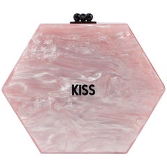 Edie Parker Macy Kiss Printed Marbled Acrylic Box Clutch 