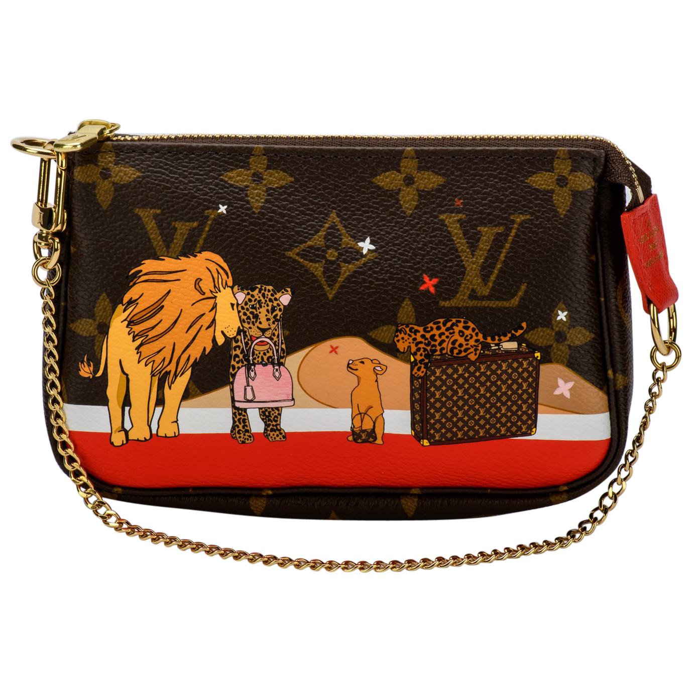 New in Box Louis Vuitton Limited Edition Lions Ghepards Pouchette Bag