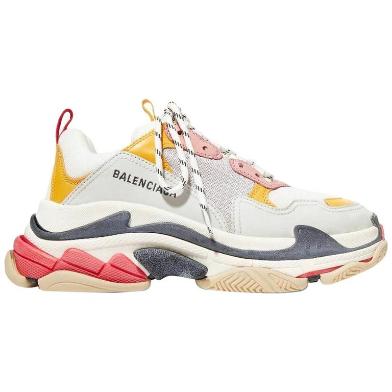Balenciaga Triple S Logo Embroidered Leather Sneakers at 1stdibs