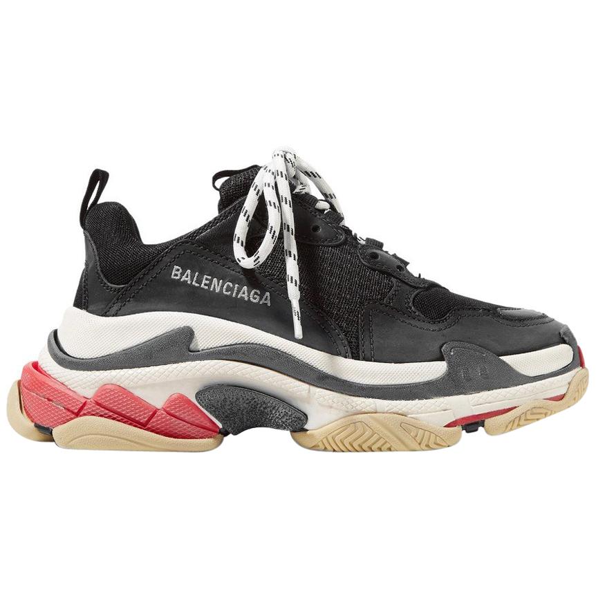 Balenciaga Triple S Logo Embroidered Leather Sneakers at 1stDibs