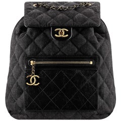 Chanel Quilted Denim and Leather Backpack