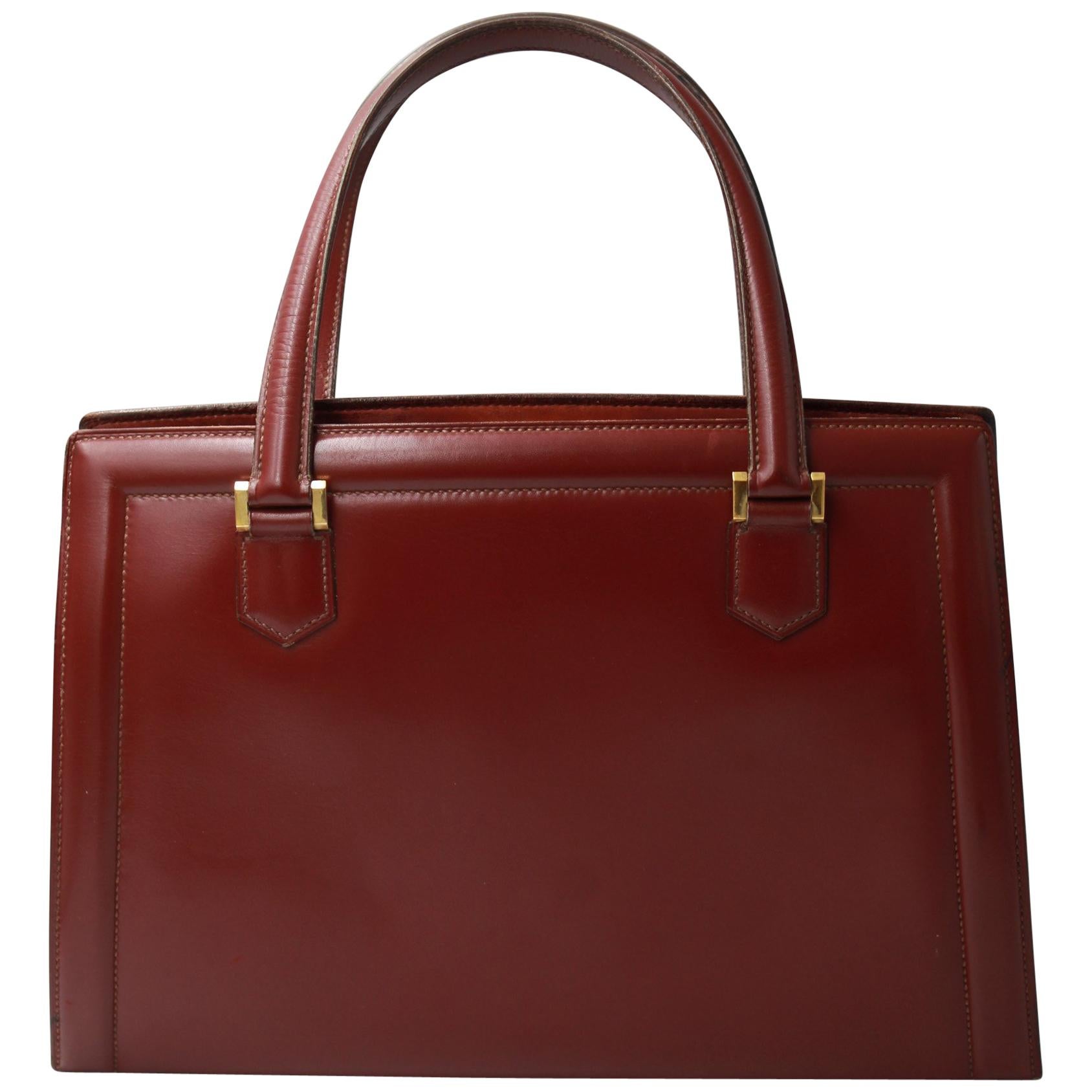 60's Hermes Vintage Pullman Burgundy Box Leather Bag