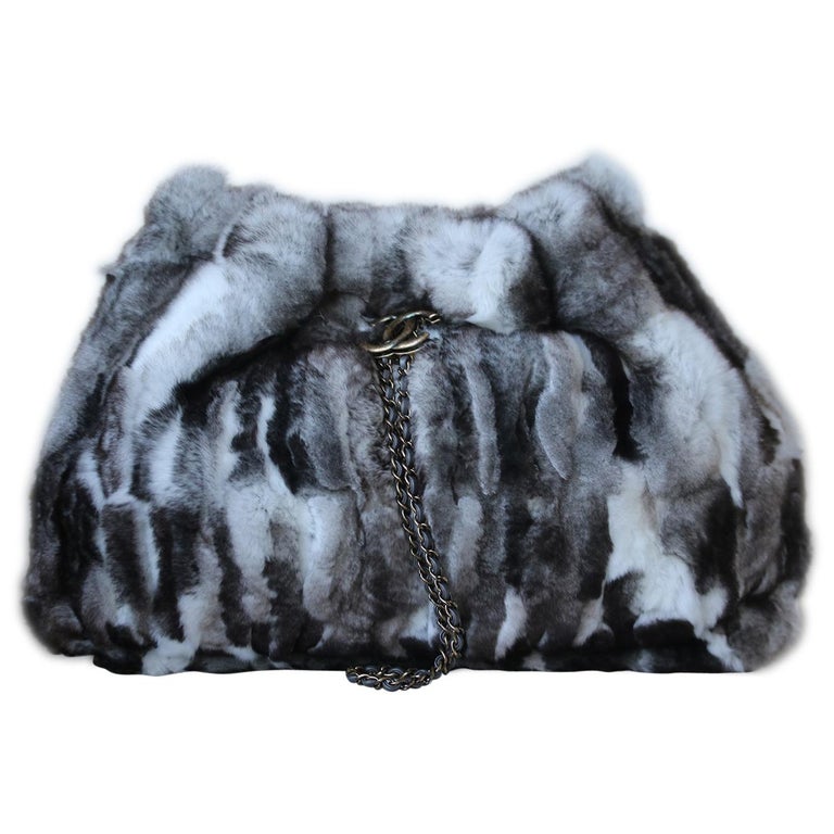 Chanel Chinchilla Fur Chain Drawstring Shoulder Bag For Sale at 1stDibs