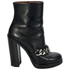 Black Givenchy Chain Leather Ankle Boots