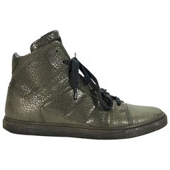 Green Brunello Cucinelli Leather High-Top Sneakers