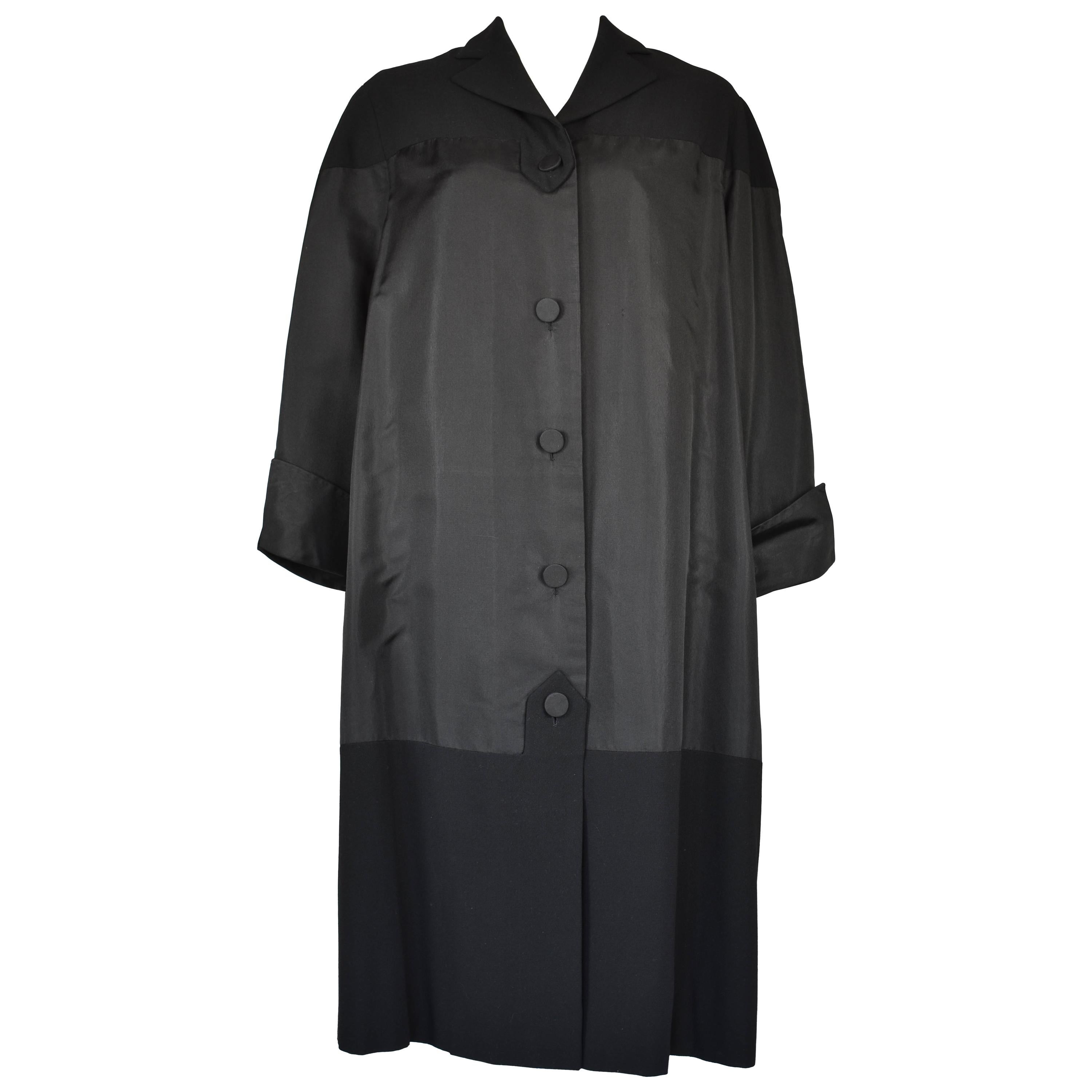 Final SALE 1950's Pierre Balmain Haute Couture Black Satin and Wool ...