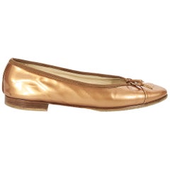 Metallic Copper Chanel Patent Leather Ballet Flats