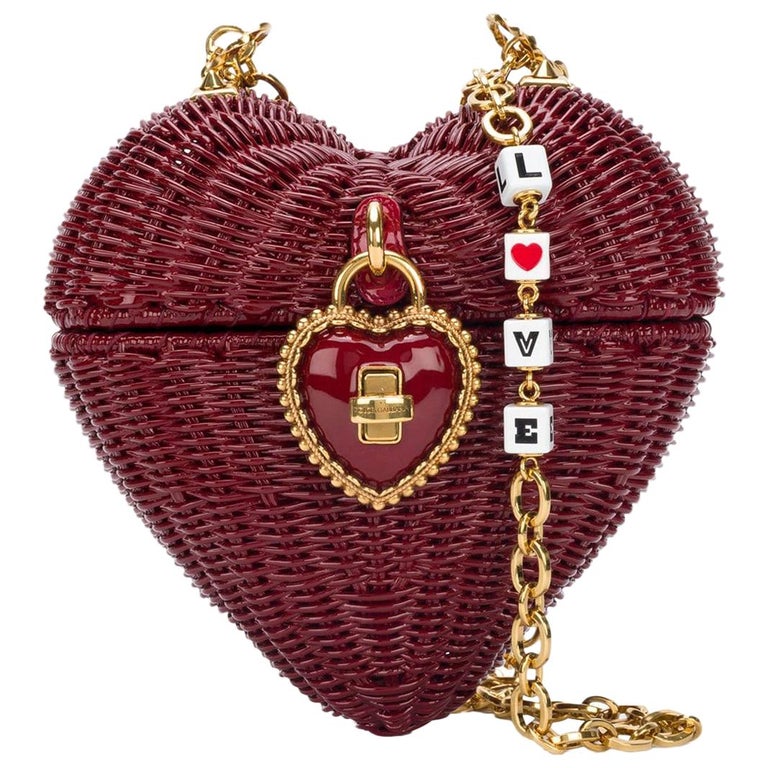 Dolce and Gabbana Dolce Heart Box Bag in Painted Wicker at 1stDibs