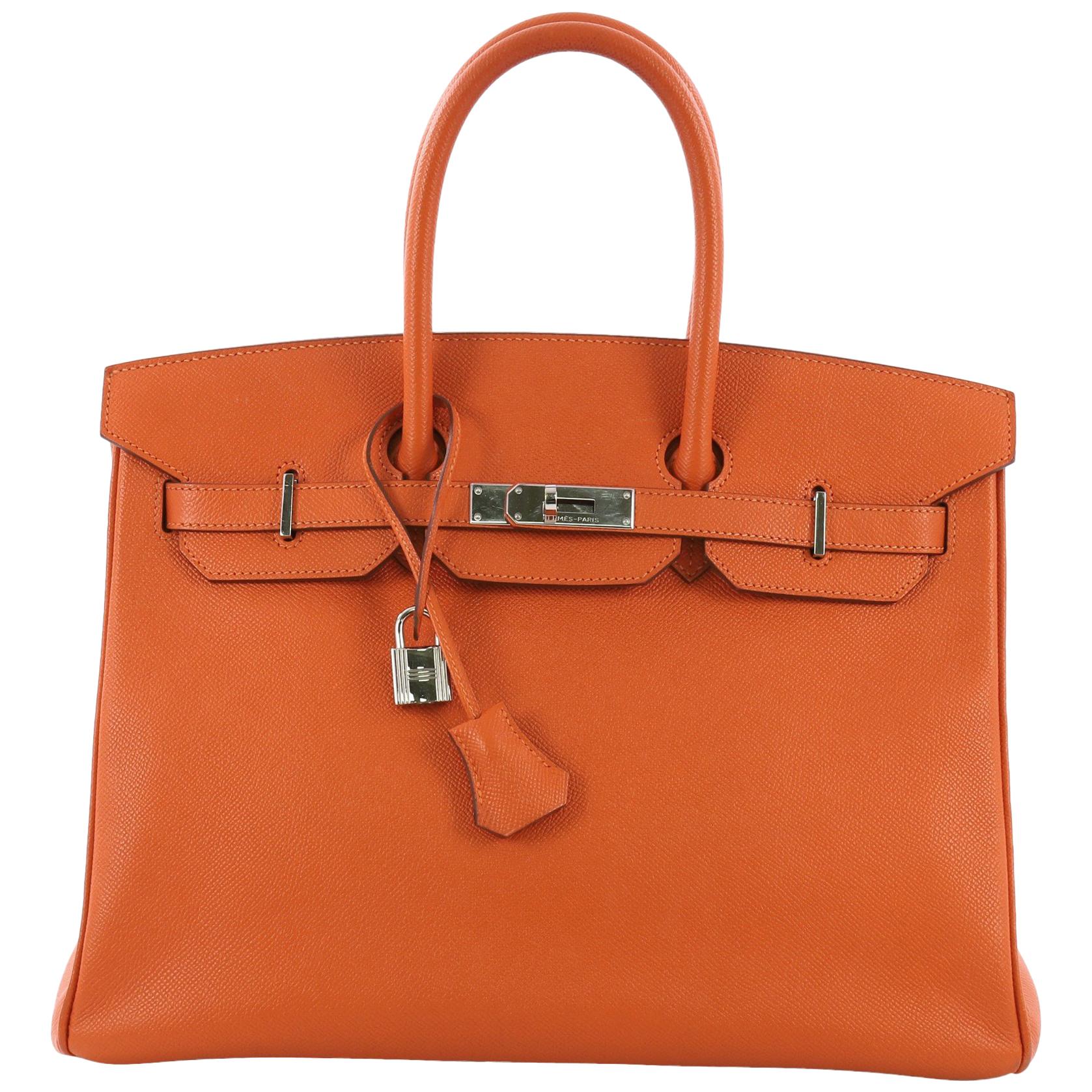 Hermes Birkin Handbag Orange H Epsom with Palladium Hardware 35