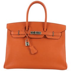 Hermes Birkin Handbag Orange H Epsom with Palladium Hardware 35