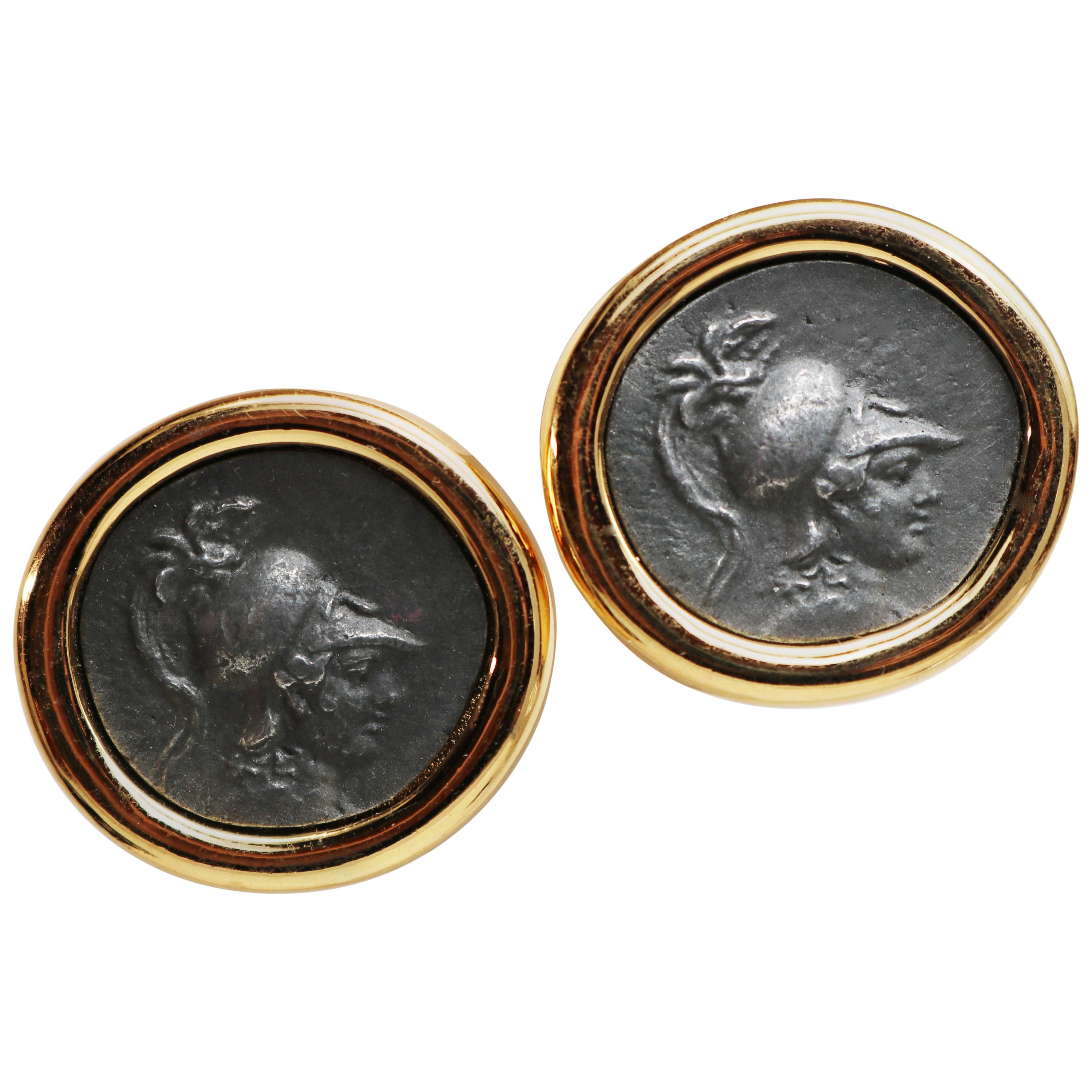 Carolee Classical Roman Medallion Cameo Clip-on Earrings For Sale