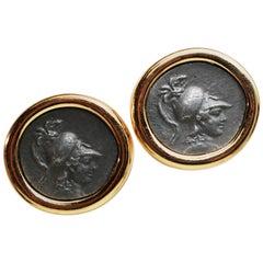 Retro Carolee Classical Roman Medallion Cameo Clip-on Earrings