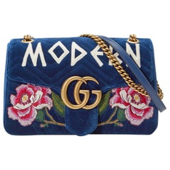 Used Gucci GG Marmont Embroidered Velvet Bag