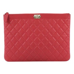 Chanel Boy O Case Clutch Quilted Lambskin Medium