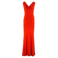 Alexander McQueen Red Lightweight Knit Cowl Neck Gown US 8