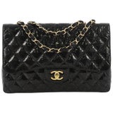 Chanel Vintage Classic Single Flap Bag Quilted Glitter Patent Jumbo at  1stDibs