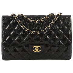 Chanel Vintage Classic Single Flap Bag Quilted Glitter Patent