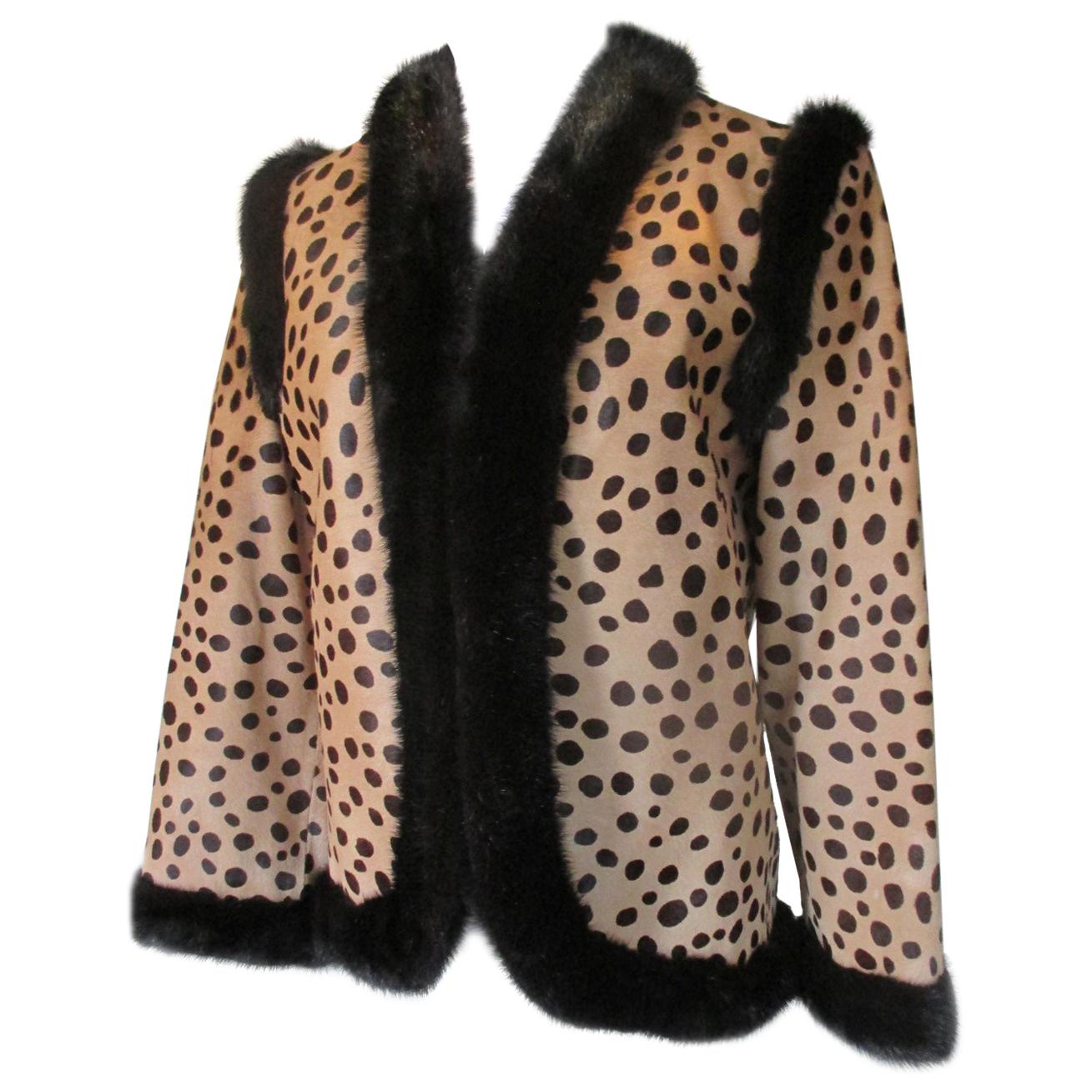 Bill Blass Leopard Pony Skin and Mink Fur Jacket