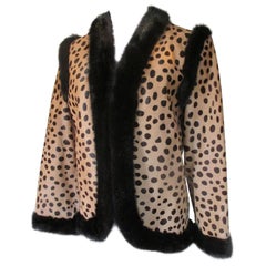 Vintage Bill Blass Leopard Pony Skin and Mink Fur Jacket