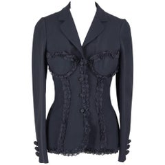 1990s MOSCHINO COUTURE! Black Corset Style Lace-Up Back Blazer Jacket