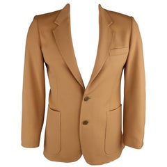 Vintage YVES SAINT LAURENT 40 Tan Solid Notch Lapel Sport Coat