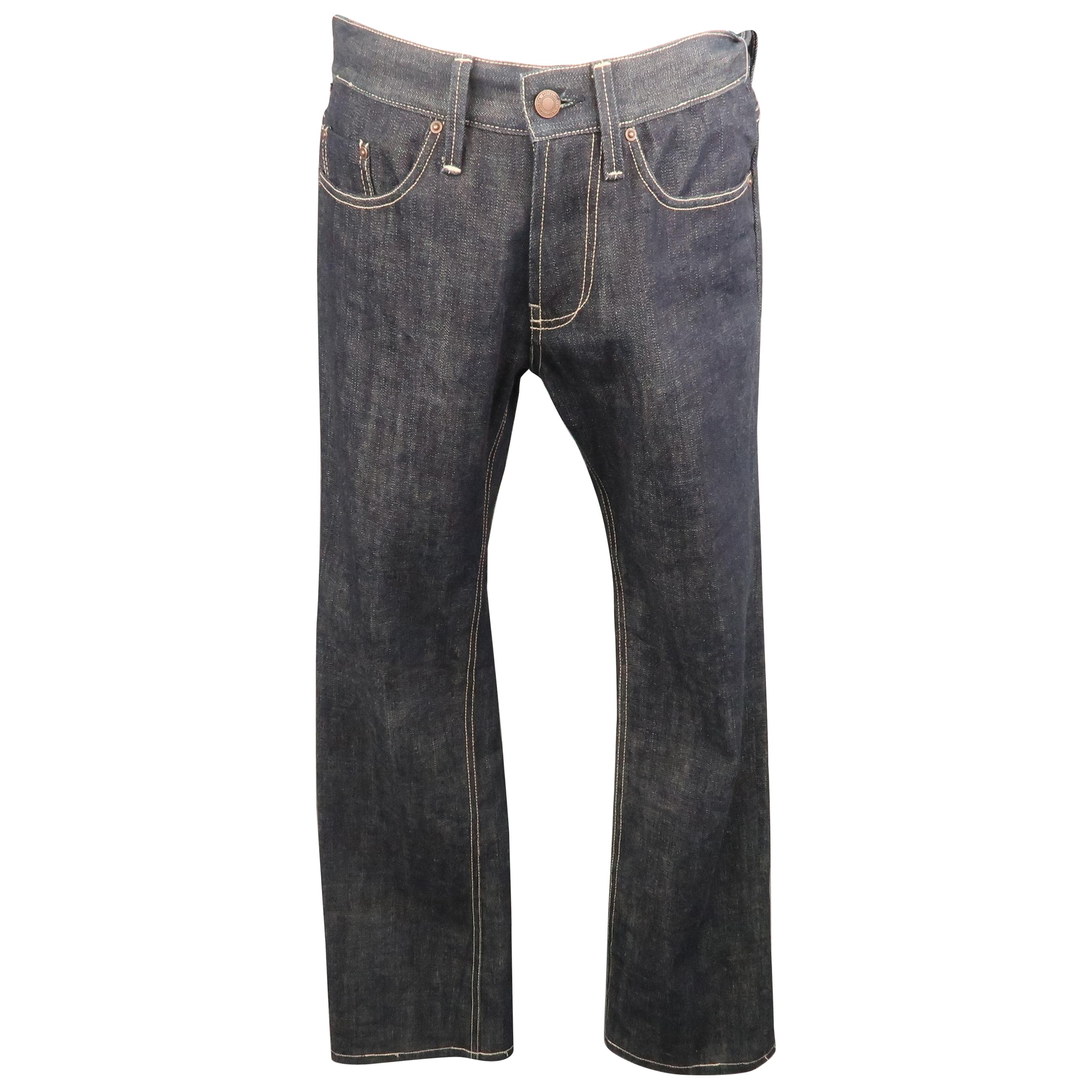 BOTTEGA VENETA Size 28 Indigo Solid Denim 30 Zip Fly Jeans at 