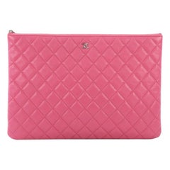 Chanel O Case Clutch Quilted Caviar Large