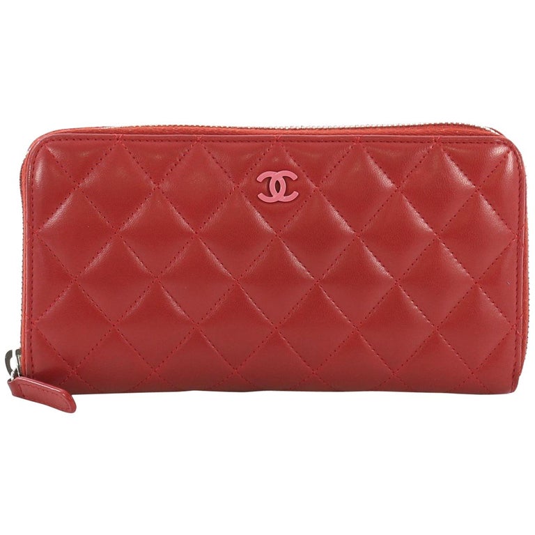 Chanel Zip Around Wallet Quilted Lambskin Long at 1stDibs