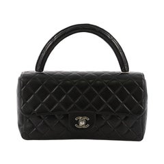 Chanel Vintage Twin Top Handle Flap Bag Quilted Lambskin Medium