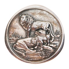 Retro Sterling Silver Lion Brooch